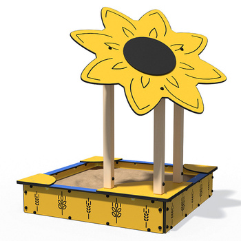 Sandkasten „Sonnenblume“ LK314.1 – Klassischer Sonnenblumen-Sandkasten mit Sitzen