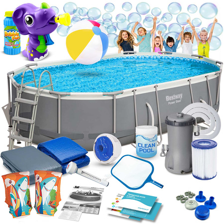 Framellar Garden Pool 488 x 305 x 107 cm 18in1 Bestway 56448 + Bubble Machine gratis
