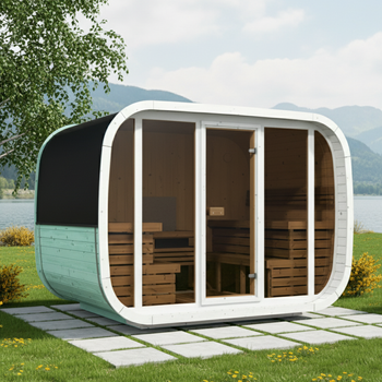 Sauna extérieur Klaar pour 4 à 6 personnes - Nouvelle collection Rainbow / Chauffage électrique uniquement / Épicéa nordique de haute qualité | Bien-être | Détente | SPA | Bien-être | Détente | SPA | Style nordique | Bois thermique