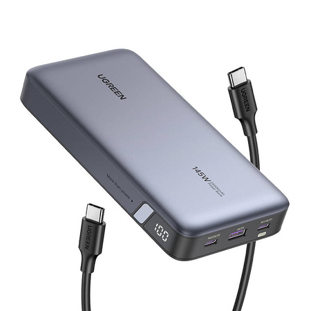 Павербанк 25000mAh Ugreen PB205, USB + 2x USB-C, 145W PD (szary)