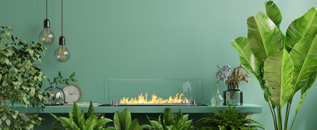 Indbygget biopejsindsats 65 cm – Sort med glas | Moderne design