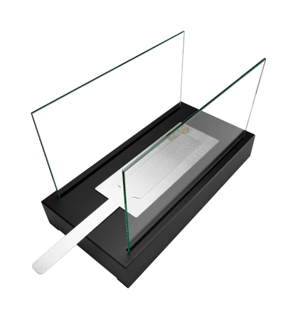 Bioșemineu independent Glow negru mat structural - design modern și căldură ecologică