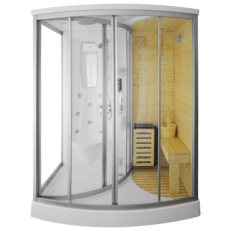 MO-1706 TRIO, sausa sauna, garinė sauna ir dušo kabina 165X105X215CM | Elegantiškas minimalizmas | Natūrali mediena