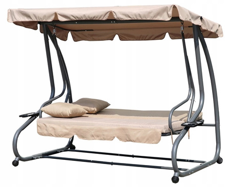 MultiGarden Folding 3-Person Garden Swing with Cushions - Beige | Garden furniture, relaxation, modern style