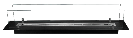 Indbygget biopejs 100 cm – mat sort med glas | Moderne pejseindsats