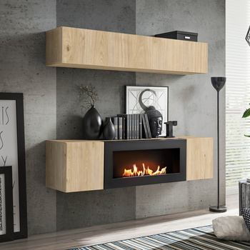 Μοντέρνο τζάκι βιοκαυσίμου HJ FV N1 με μοντέρνα έπιπλα - τζάκι για άοσμο βιοκαύσιμο