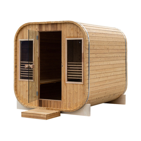 MO-2121 Infrared SQUARE 210×210×210 cm dārza sauna - moderna āra sauna ar infrasarkano staru sildītājiem, LED un Bluetooth 6-8 personām