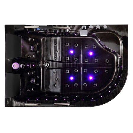 VENEZIA 761 "Black Wave" hidromasāžas vanna kreisā 180×120 - grezna relaksācija modernā formā kreisajā pusē