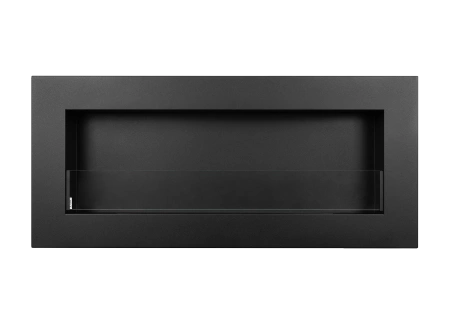 Stenski biokamin s steklom 900x400 Box črni strukturni mat za vaše udobje