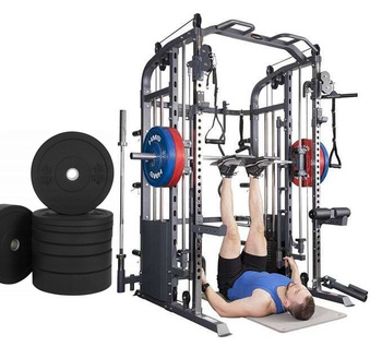 Cyklop 2 + 60kg Talerzy Olimpijskich 4x5kg 4x10kg UWN070 Suwnica Ze Stosem Semi Comercial HMS