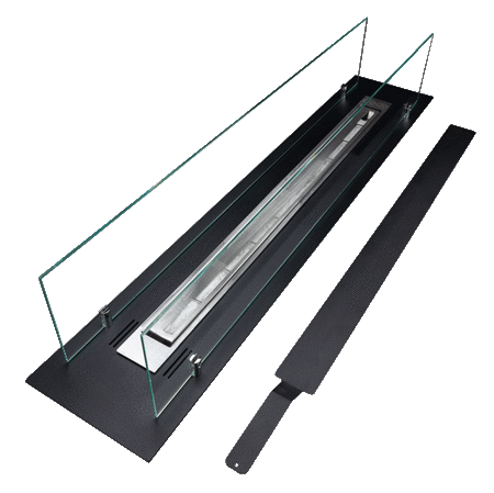 Indbygget biopejs 100 cm – mat sort med glas | Moderne pejseindsats