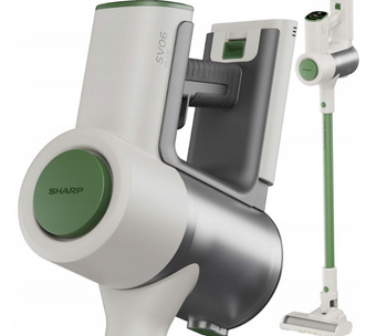 Sharp VC-SV06AEU-G - Aspirador vertical sem fio 150W com filtro HEPA 13, modo Eco/Turbo, 25 min de tempo de funcionamento, aspirador leve sem fio para casa e pavimentos duros