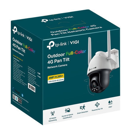 TP-LINK VIGI C540-4G Camera (4mm) - Rezoluție 4MP, LTE, Full-Color, Pan/Tilt, IP66 - Ideală pentru supraveghere în aer liber, detectare mișcare, audio bidirecțional