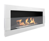 Lareira a bioetanol de parede 900x400 com vidro - branco brilhante, lareira a bioetanol moderna