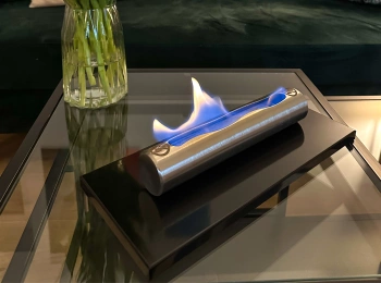 Freistehender Biokamin Stainless Schwarz Glänzend