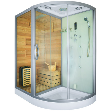 MO-1751W LEWA TRIO, sauna seca, sauna de vapor y cabina de ducha 180X110X223CM | Relajación de Lujo | Minimalismo Elegante