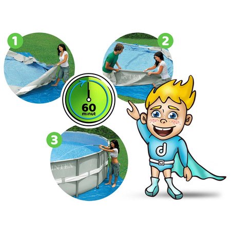 Piscina de jardim com estrutura 610 x 132 cm conjunto 21w1 INTEX 26756