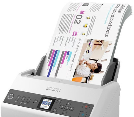 Сканер Epson WF DS-730N формату А4 з автоподатчиком, 80 стор/хв, СНД, USB і Ethernet - професійний сканер для офісу, швидке сканування документів і фотографій, висока якість зображення, продуктивність і економія