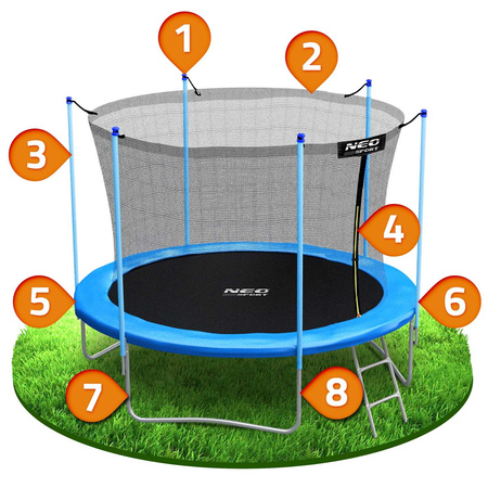 Garden trampoline 6ft/183cm with indoor net and ladder