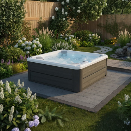 Modern Outdoor Jacuzzi OF-6002 – 6-Person Garden Spa with LED Lighting and Bluetooth