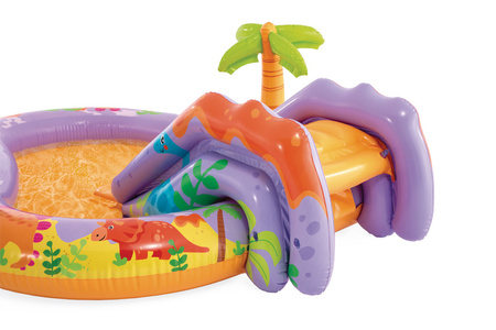 Napihljiv otroški bazen vodno igrišče 201x157x69 cm tobogan fontana dinozaver INTEX 56139