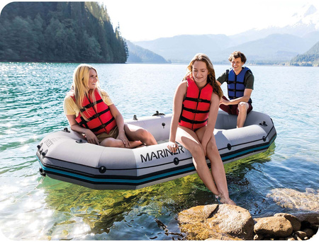 Ponton Gonfiabile Mariner 3 per 3 persone con pagaie, pompa, supporti per canne da pesca e motore – INTEX 68373