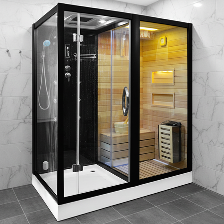 MO-1752B RIGHT TRIO, tør sauna, dampsauna og brusekabine 180X110X223CM