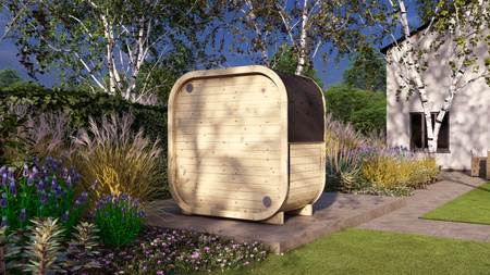 Sauna zewnętrzna AMORA dla 3-4 osób w zestawie z piecem do sauny Harvia Vega + gratisy | kosmetyki + akcesoria do sauny | sauna fińska | thermwood | Drewno Termiczne