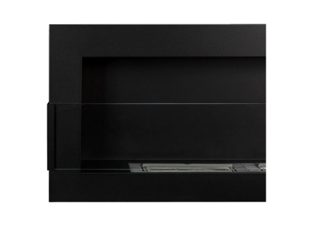 Væghængt biopejs med glas 1200 x 400 – elegant sort mat til dit hjem
