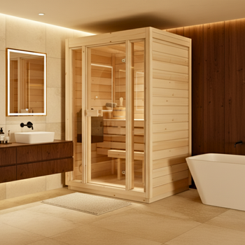 Bali S Home Sauna – A spacious indoor sauna for 2 people with an electric heater, perfect for relaxing in the comfort of your own home.