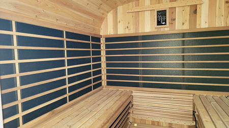 MO-2121 Infrarød SQUARE havesauna 210×210×210 cm - moderne udendørs sauna med infrarøde varmeapparater, LED og Bluetooth til 6-8 personer