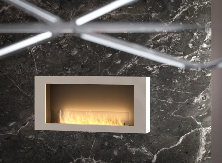 Væghængt biopejs MURALL 1200 – ophængt, Antisol-glas 4 mm, brænder 800 Longfire 2L