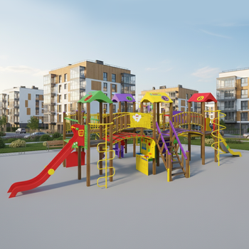 Complexo de brincadeiras “Bastion NEW” T912 NEW — plataformas, passagens e escorregas | brincadeira ativa ao ar livre