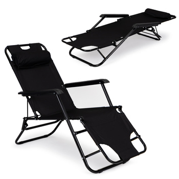 Garden Lounger with Headrest | Folding beach lounger for balcony or patio Green/Black/Blue/Beige | Garden furniture, relaxation, modern style