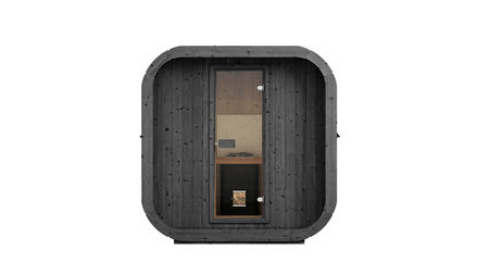 Icon 200 S Sauna Limited Black Garden Edition til 4 personer / Elektrisk eller brændefyret Harvia-komfur / Skandinavisk gran i høj kvalitet (Thermowood) | Wellness | Afslapning | SPA | Wellness | Afslapning | SPA | Termotræ | Panoramaglas