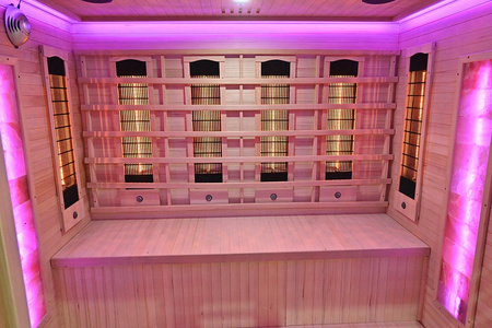 MO-RL4S XL Sauna de infrarrojos con piedra de sal | Wellness | Relax | SPA | Madera Natural | Madera Termotratada