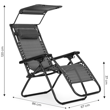 Tuin ligstoel met dak | Aanpasbare rugleuning met verstelbaar dak voor terras balkon Beige / Grijs / Blauw | tuinmeubelen, ontspanning, modern design