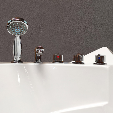 Bañera de hidromasaje ORINO 632C blanca de 135 x 135 cm: bañera cómoda para el spa en casa.