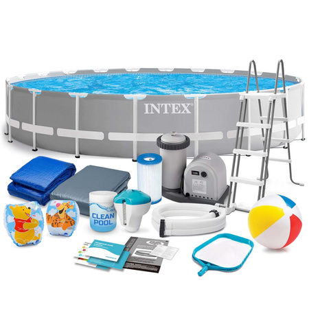 Piscina de jardim com estrutura 610 x 132 cm conjunto 21w1 INTEX 26756 + patinete GRATIS