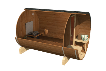 Sauna da esterno EDA 300 – sauna premium spaziosa per 6–10 persone con stufa elettrica o a legna, per momenti condivisi ed esperienze uniche