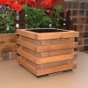 Handgefertigter Gartentopf aus Holz, 29 cm, quadratisch, für 15 l Erde, massiv, Naturholz