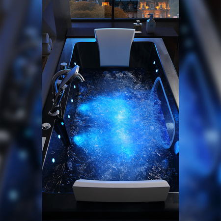 Hydromassage Bathtub IRIS 933B 160×84 – deep relaxation in a modern design, black