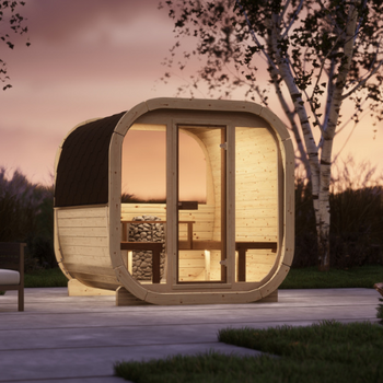 Le sauna extérieur Eke 220 pour 4-6 personnes / Poêle à bois électrique ou Harvia / Épicéa nordique de haute qualité (bois thermique de pin) | Bien-être | Détente | SPA | Bien-être | Détente | SPA | Style nordique | Bois thermique