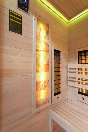 MO-EA2R-M COMBO infravörös/finn szauna HARVIA 3,5 kW-os kályhával és sókővel | Wellness | Relax | Spa | Telepítésre kész | Elegáns minimalizmus | Elegáns minimalizmus