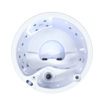 Redondo dārza džakuzi - kompakta apaļa spa vanna ar burbuļvannu terasei un dārzam