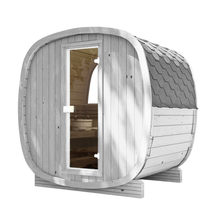 Udendørs sauna Uku 130 til 3-4 personer/ NY RAINBOW-KOLLEKTION / Kun elektrisk opvarmning / Nordisk gran af høj kvalitet (termisk fyrretræ) | Wellness | Afslapning | SPA | Wellness | Afslapning | SPA | Nordisk stil | Termisk træ