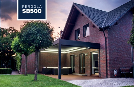 Pergola SB 500 independiente / adosada – Pérgola moderna de aluminio para jardín con cubierta
