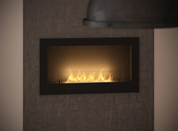 Wiszący Biokominek do zabudowy Inside 900 – czarny / INOX, szkło Antisol