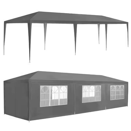 Kommersiell hagepaviljong telt 3x9 m 8 vegger grå MultiGarden