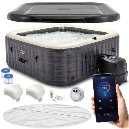 Aufblasbare Jacuzzi INTEX 28452 – Quadratisches SPA, 6-Personen, 196 x 71 cm mit Hydromassage und Premium-Set
